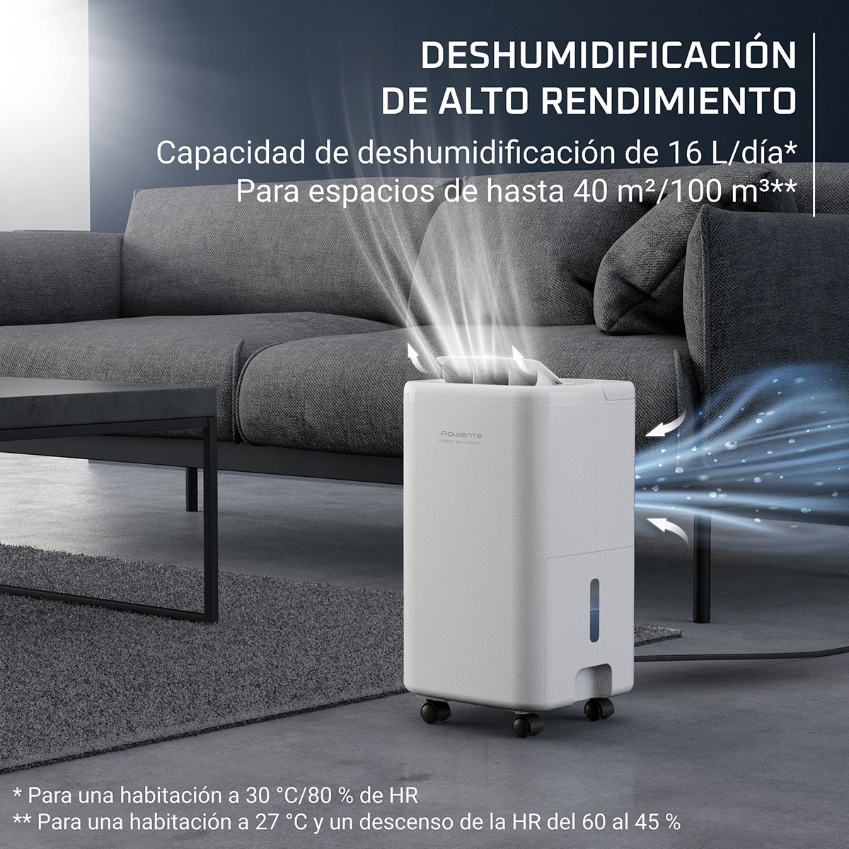 Deshumidificador Rowenta Extreme Dry Compact Elimina hasta 16 litors de humedad al día DH5260 Blanco-4