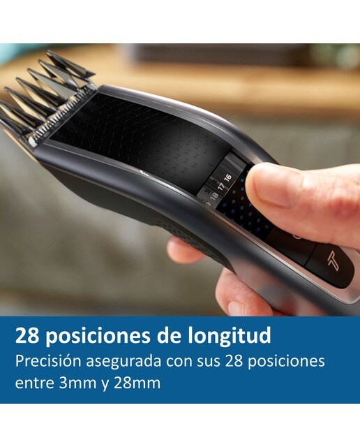Cortapelos Philips Serie 5000 con 28 ajustes de longitud y cabezal para barba Negro / Plateado-5