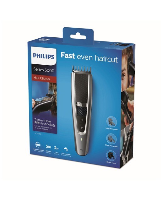 Cortapelos Philips Serie 5000 con 28 ajustes de longitud y cabezal para barba Negro / Plateado-9