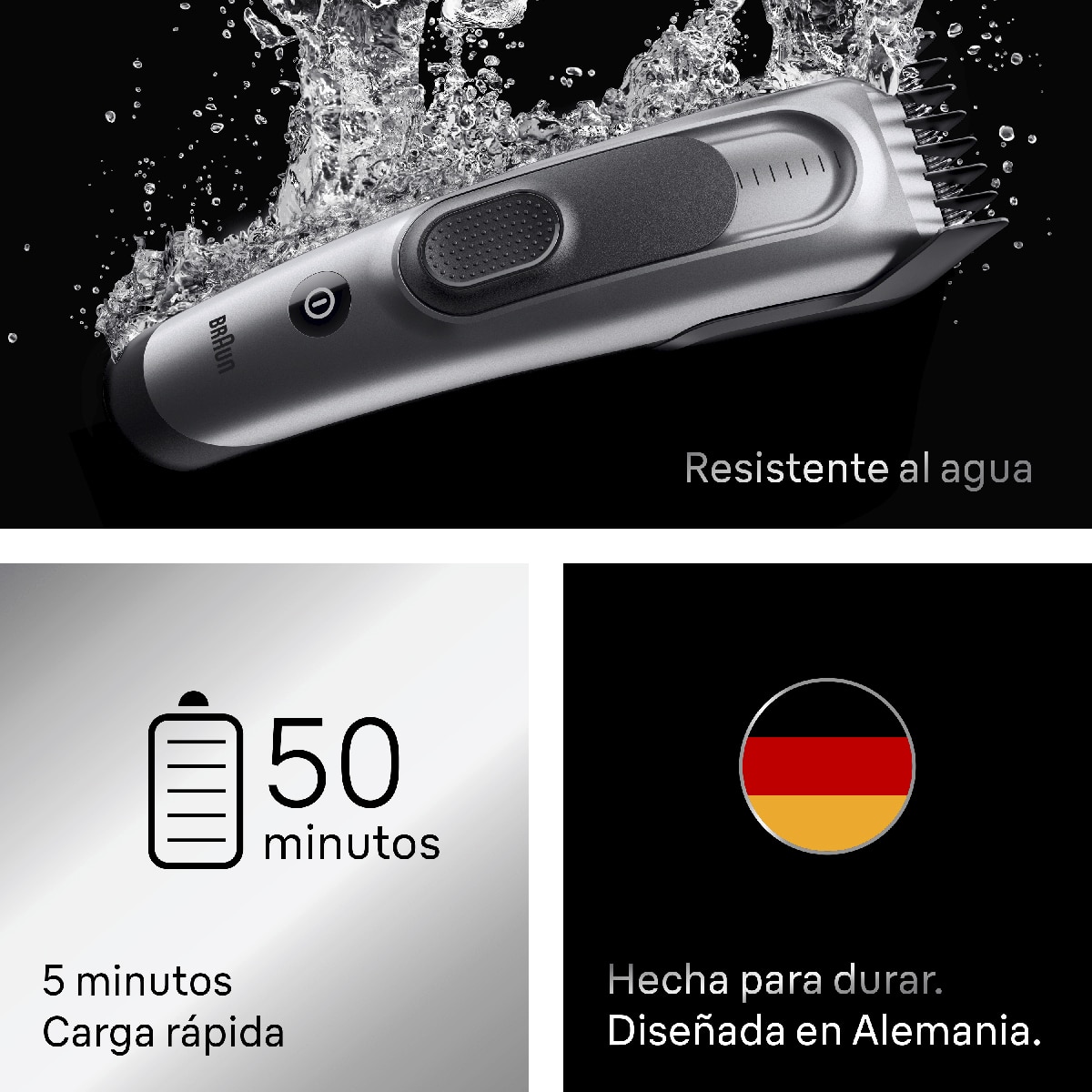 Cortapelos Braun Series 7 HC7590 + 5 accesorios Negro / Gris-7