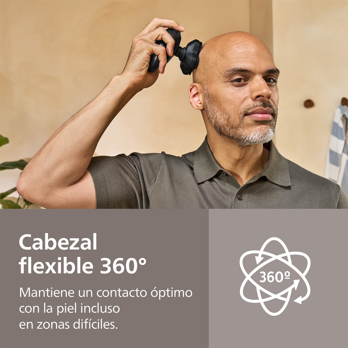 Afeitadora para la cabeza Philips Pro 5000, cabezal flexible 360, 60 min autonomía Negro-3