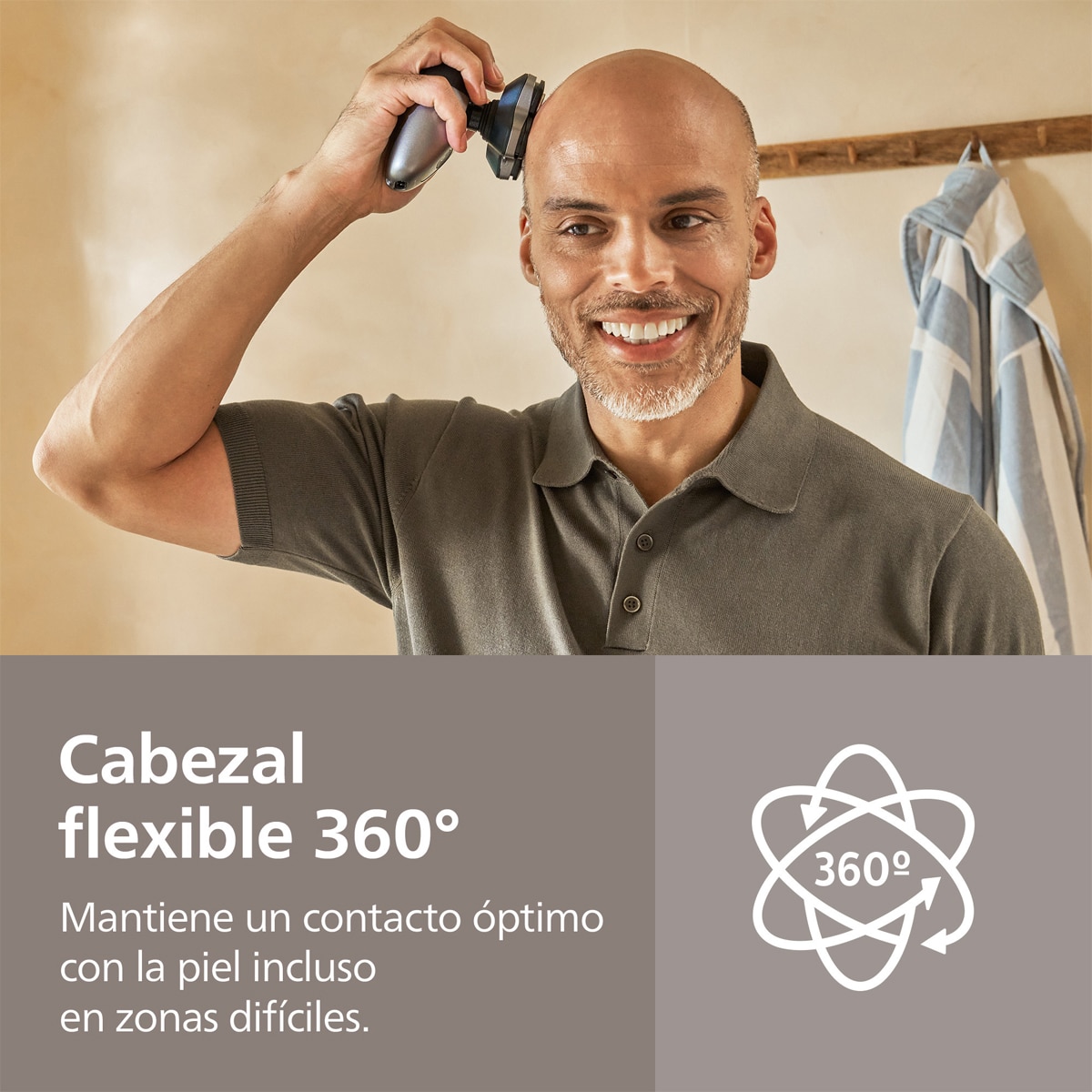 Afeitadora para la cabeza Philips Pro 7000, cabezal flexible 360, 90 min autonomía Negro-3