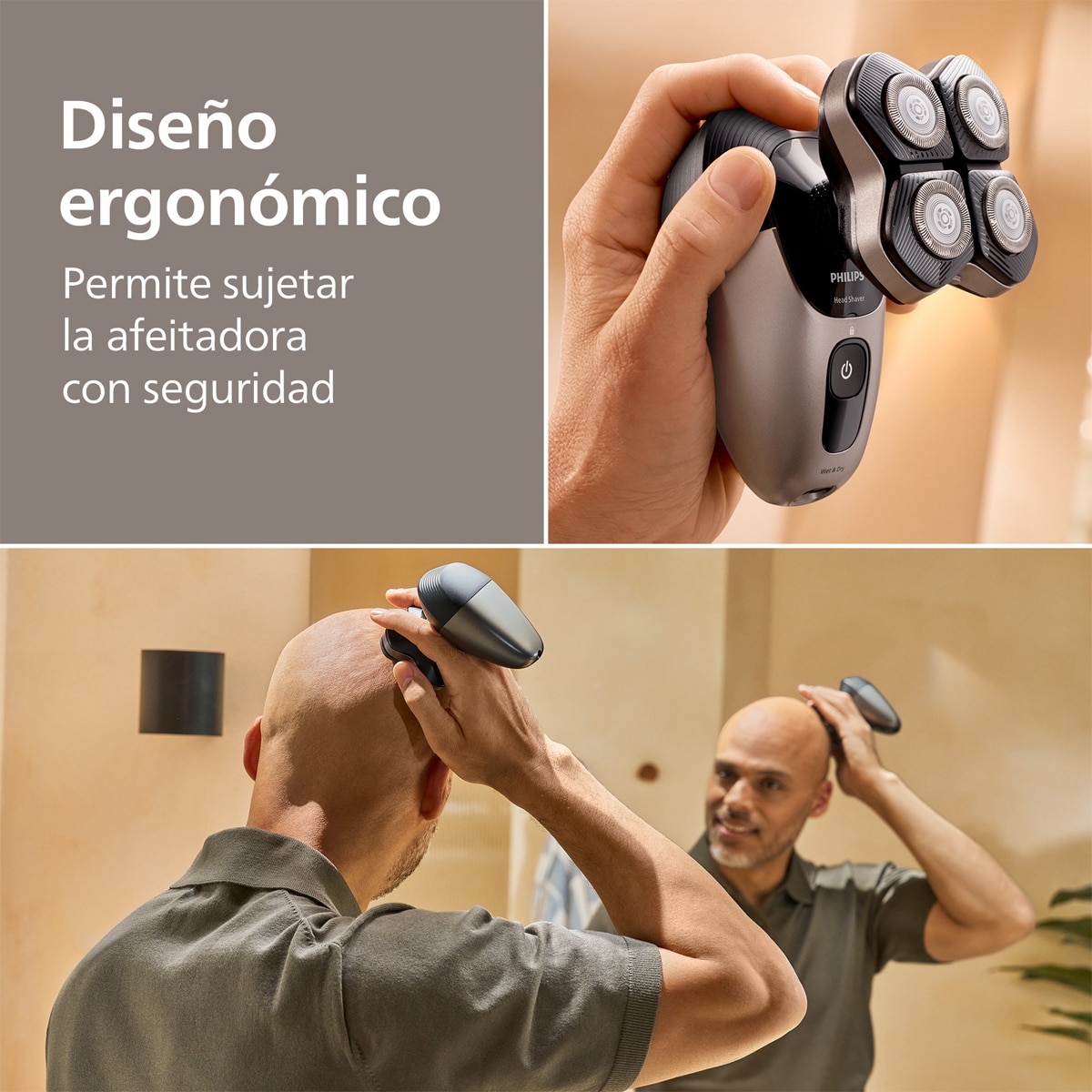 Afeitadora para la cabeza Philips Pro 7000, cabezal flexible 360, 90 min autonomía Negro-5