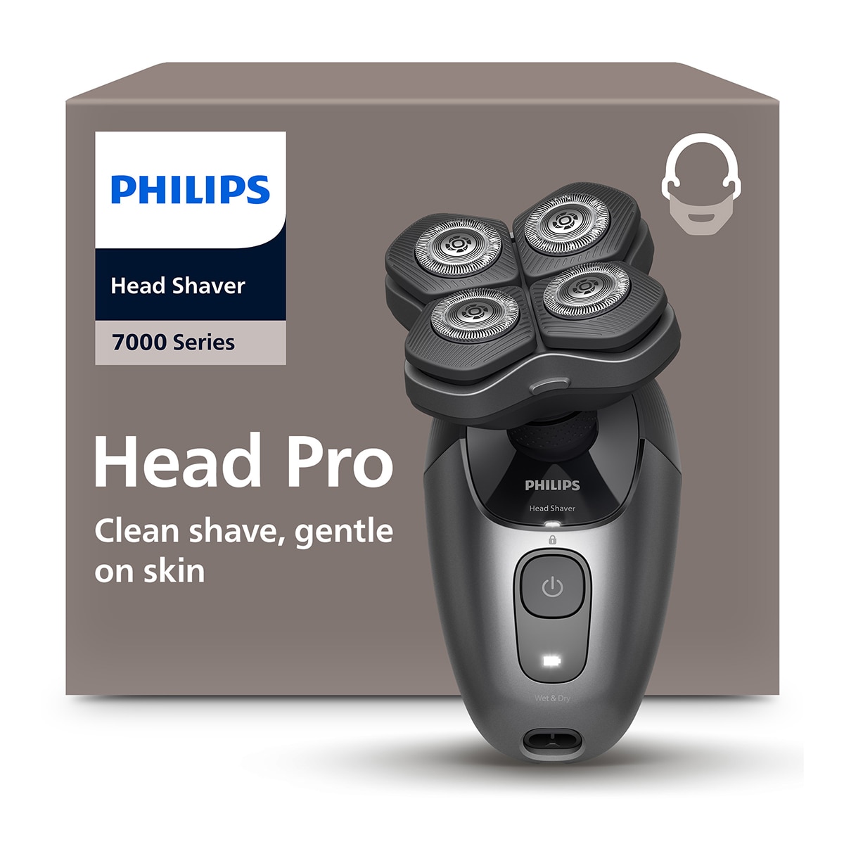 Afeitadora para la cabeza Philips Pro 7000, cabezal flexible 360, 90 min autonomía Negro-7
