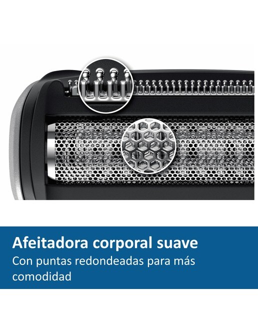 Afeitadora corporal Philips Serie 5000, recorta y afeita, con accesorio para la espalda, uso en seco y húmedo, 60 min de autonomía 4