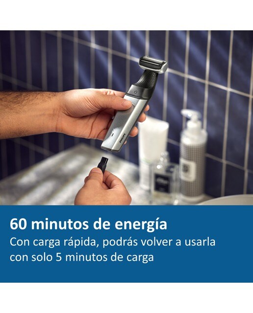 Afeitadora corporal Philips Serie 5000, recorta y afeita, con accesorio para la espalda, uso en seco y húmedo, 60 min de autonomía 6