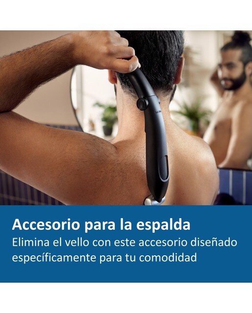 Afeitadora corporal Philips Serie 5000, recorta y afeita, con accesorio para la espalda, uso en seco y húmedo, 60 min de autonomía 7