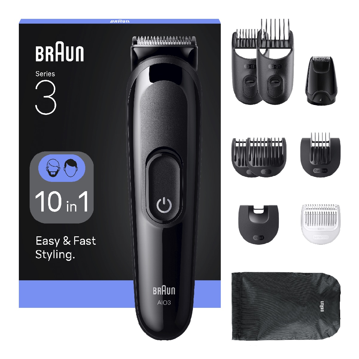 Recortadora Braun Series 3  AIO3560 Todo en uno Negro-2