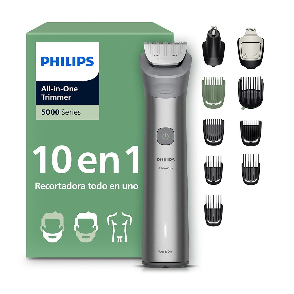 Recortador Todo-en-uno Philips Serie 5000, MG5921/15, 10-en-1 - Gris Gris-2
