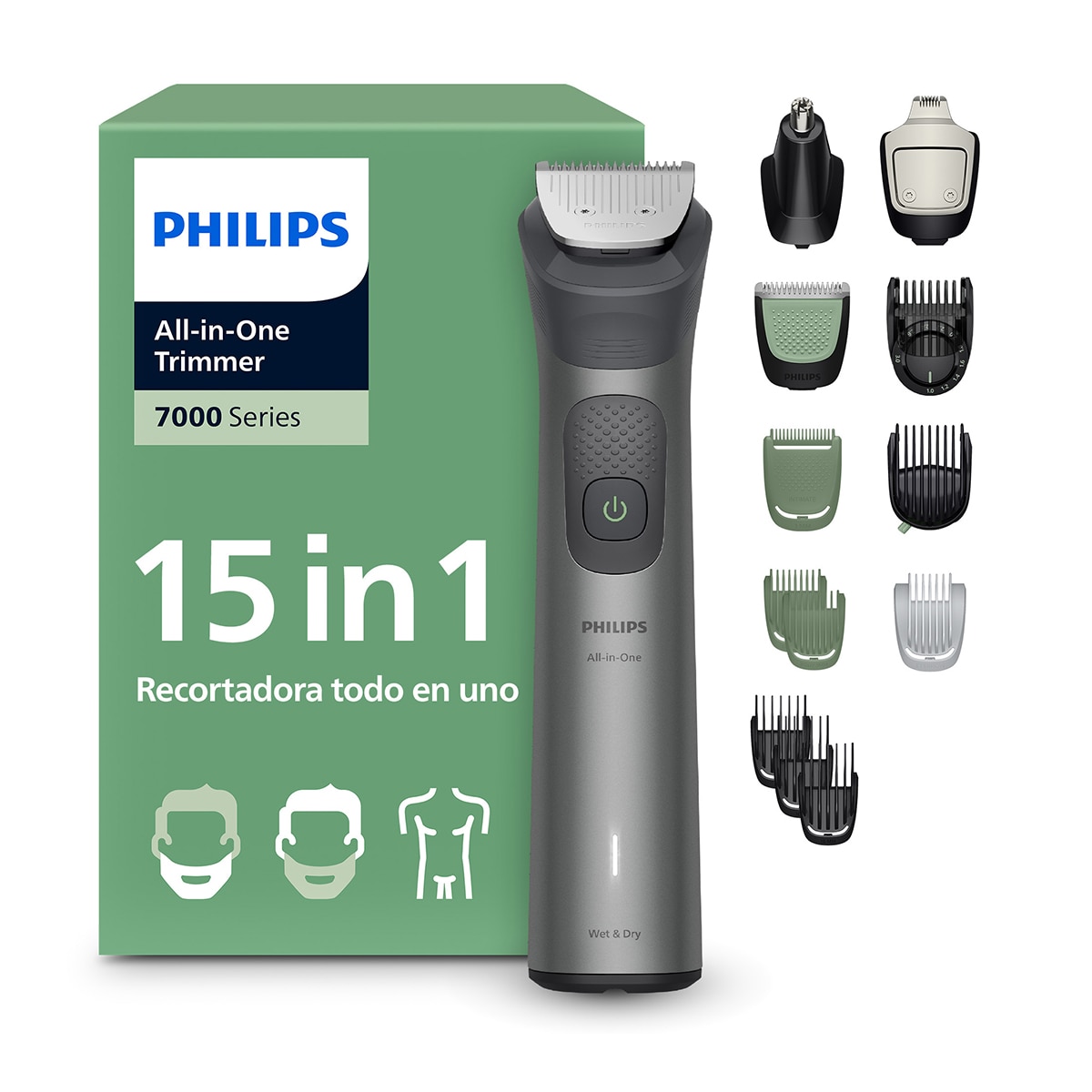Recortador Todo-en-uno Philips Series 7000, MG7921/15, 15-en-1 - Gris Gris-2
