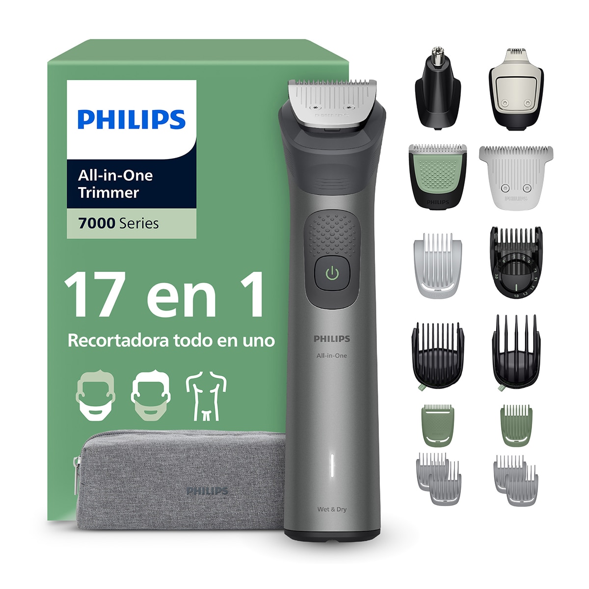 Recortador Todo-en-uno Philips Series 7000, MG7941/15, 17-en-1 - Gris Gris-2