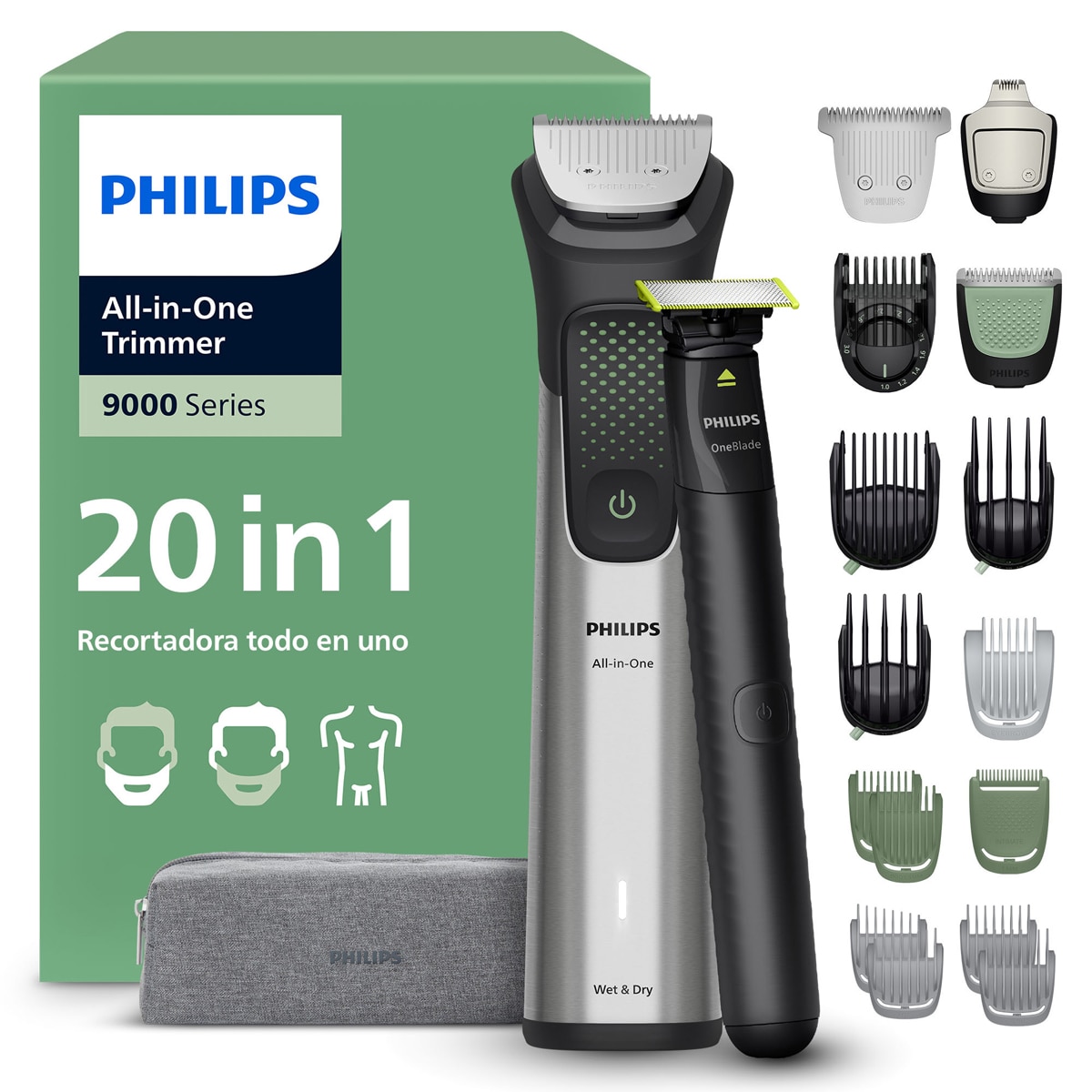 Recortador Todo-en-uno Philips Series 9000, MG95579/15, 20-en-1 - Gris Gris-2