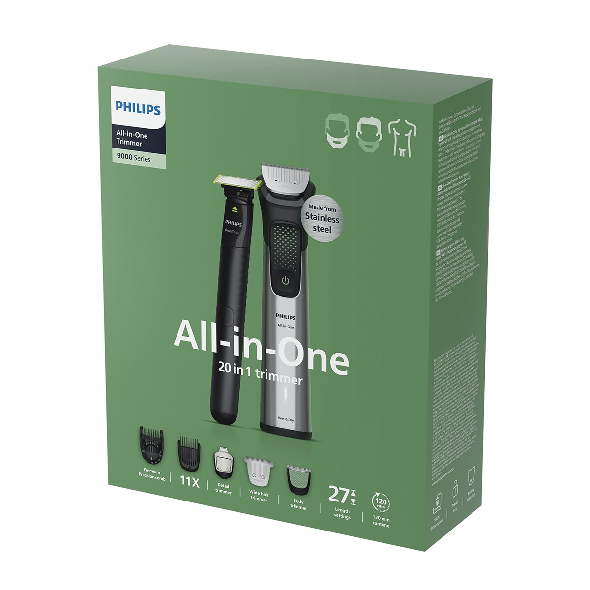 Recortador Todo-en-uno Philips Series 9000, MG95579/15, 20-en-1 - Gris Gris-8