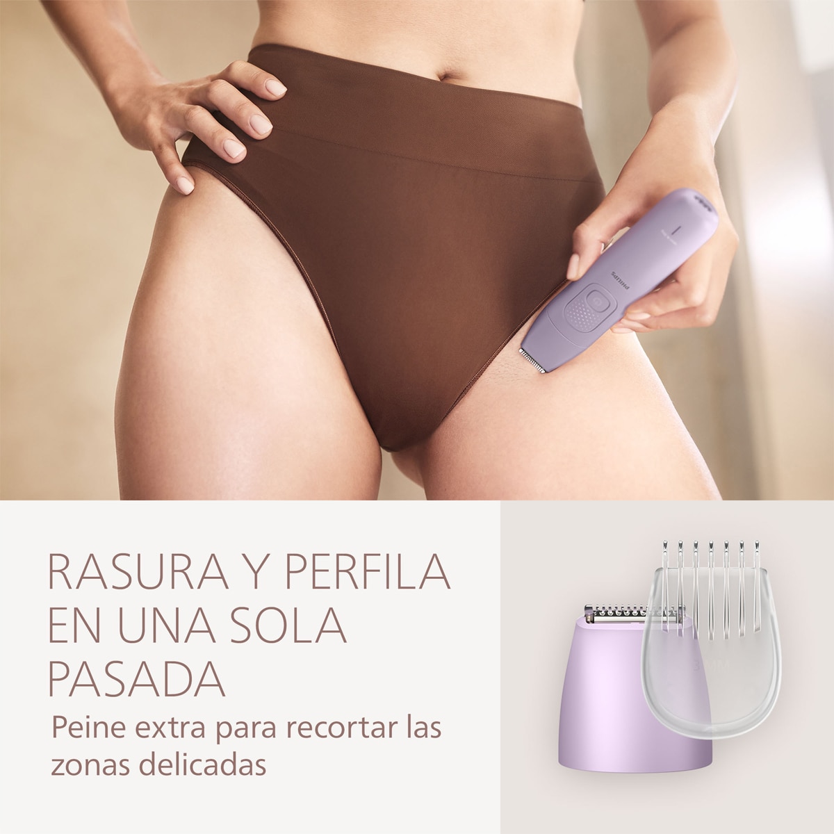 Rasuradora Philips S6000, afeitadora corporal mujer, cuerpo, piernas y axilas, uso en seco y mojado, 4 accesorios Morado-10