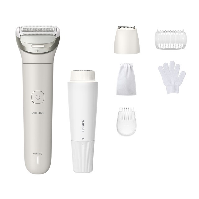 Rasuradora Philips S8000, afeitadora corporal mujer, depiladora facial, uso en seco y mojado, 6 accesorios