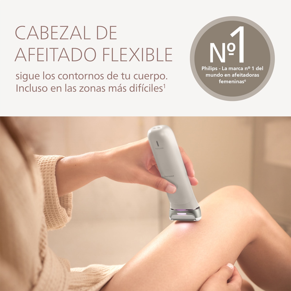 Rasuradora Philips S8000, afeitadora corporal mujer, depiladora facial, uso en seco y mojado, 6 accesorios Blanco-4