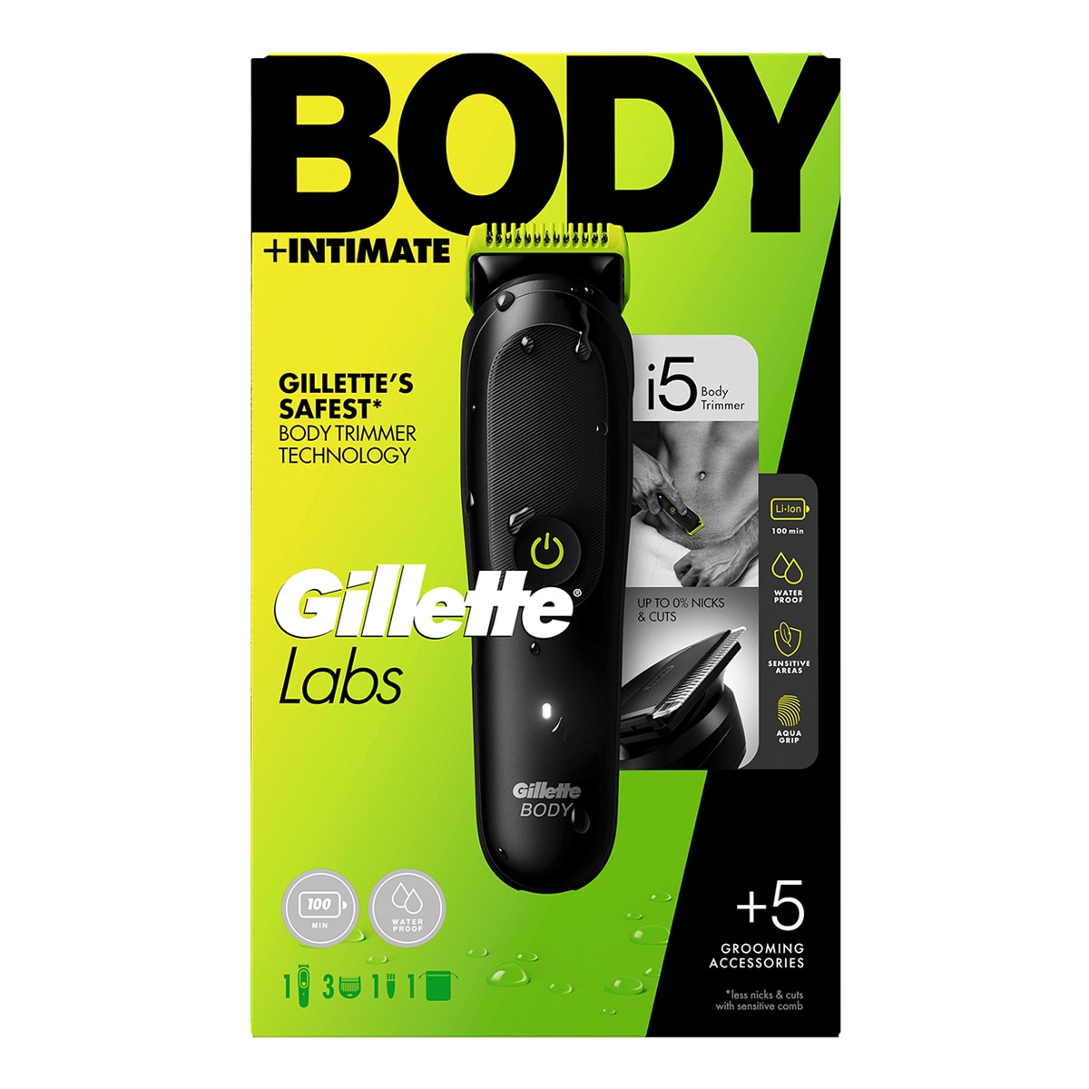 Imagen 0 de Recortadora corporal todo en uno GilletteLabs i5 Body + Intimate Verde