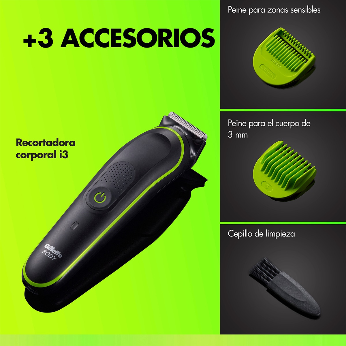 Recortadora corporal todo en uno GilletteLabs i5 Body + Intimate - Verde Verde-7