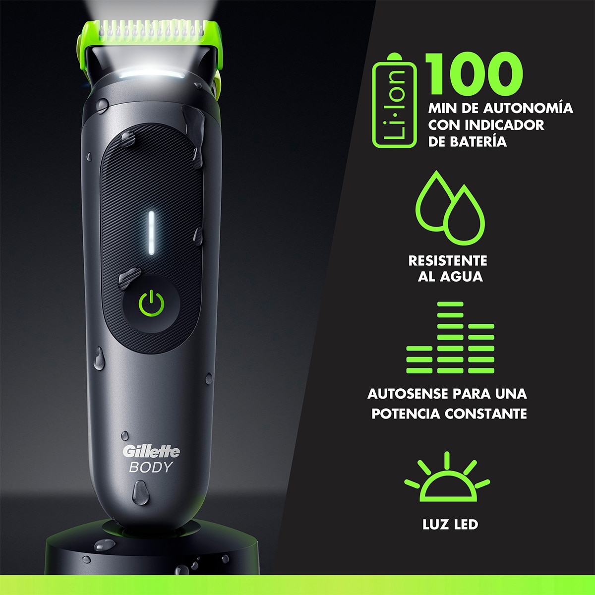 Recortadora corporal todo en uno GilletteLabs i7 Body + Intimate - Verde Verde-5
