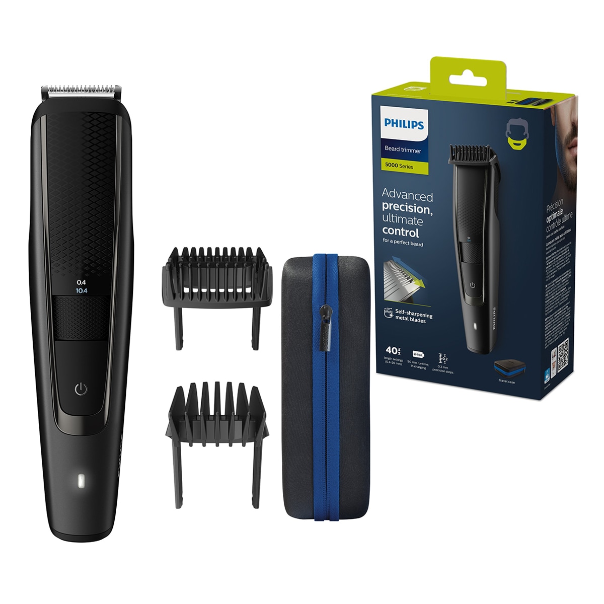 Barbero Philips Series 5000, 40 posiciones de longitud, 90 min de autonomía, 100% resistente al agua 9