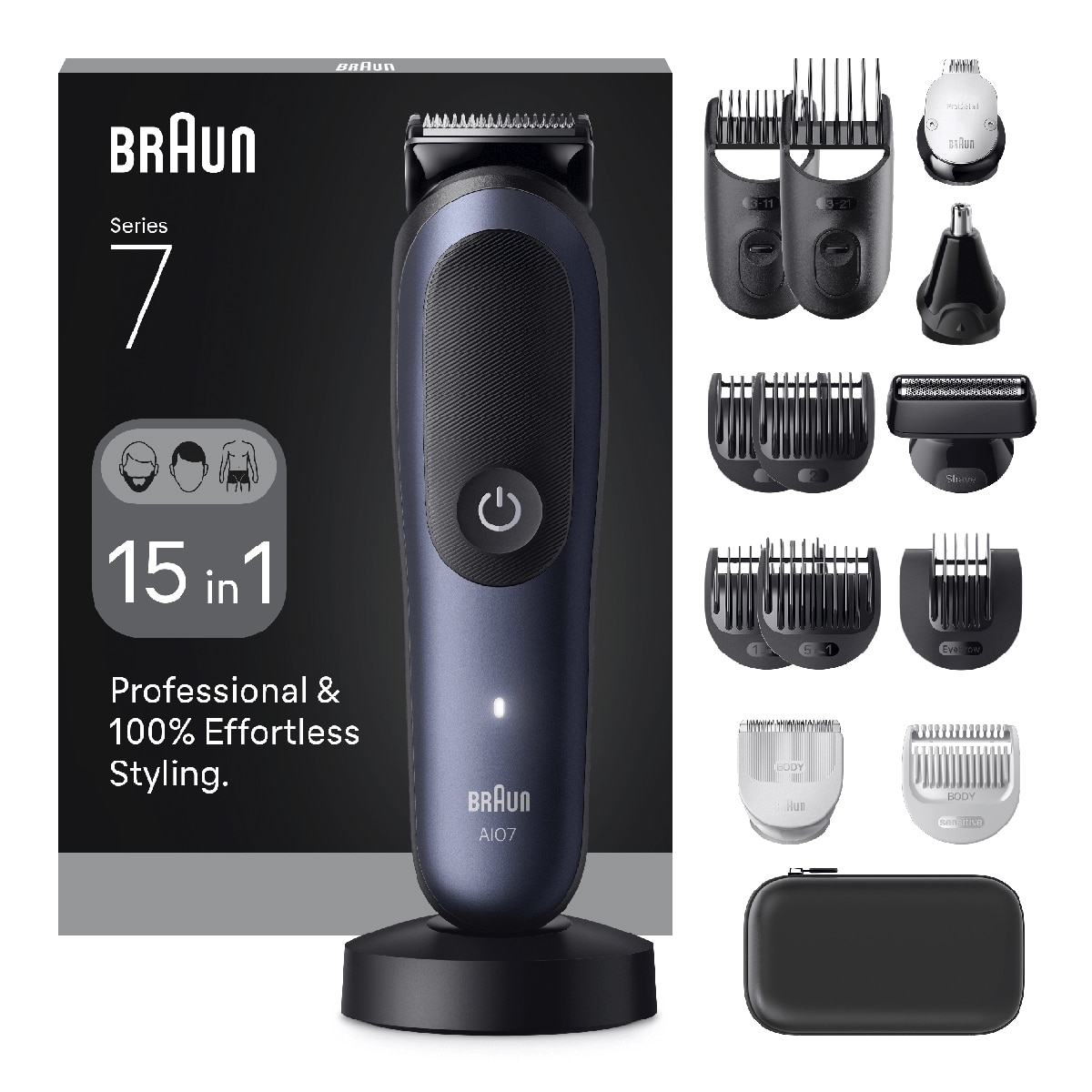 Recortadora corporal Braun Series 7 AIO7580, Todo en uno Azul-2