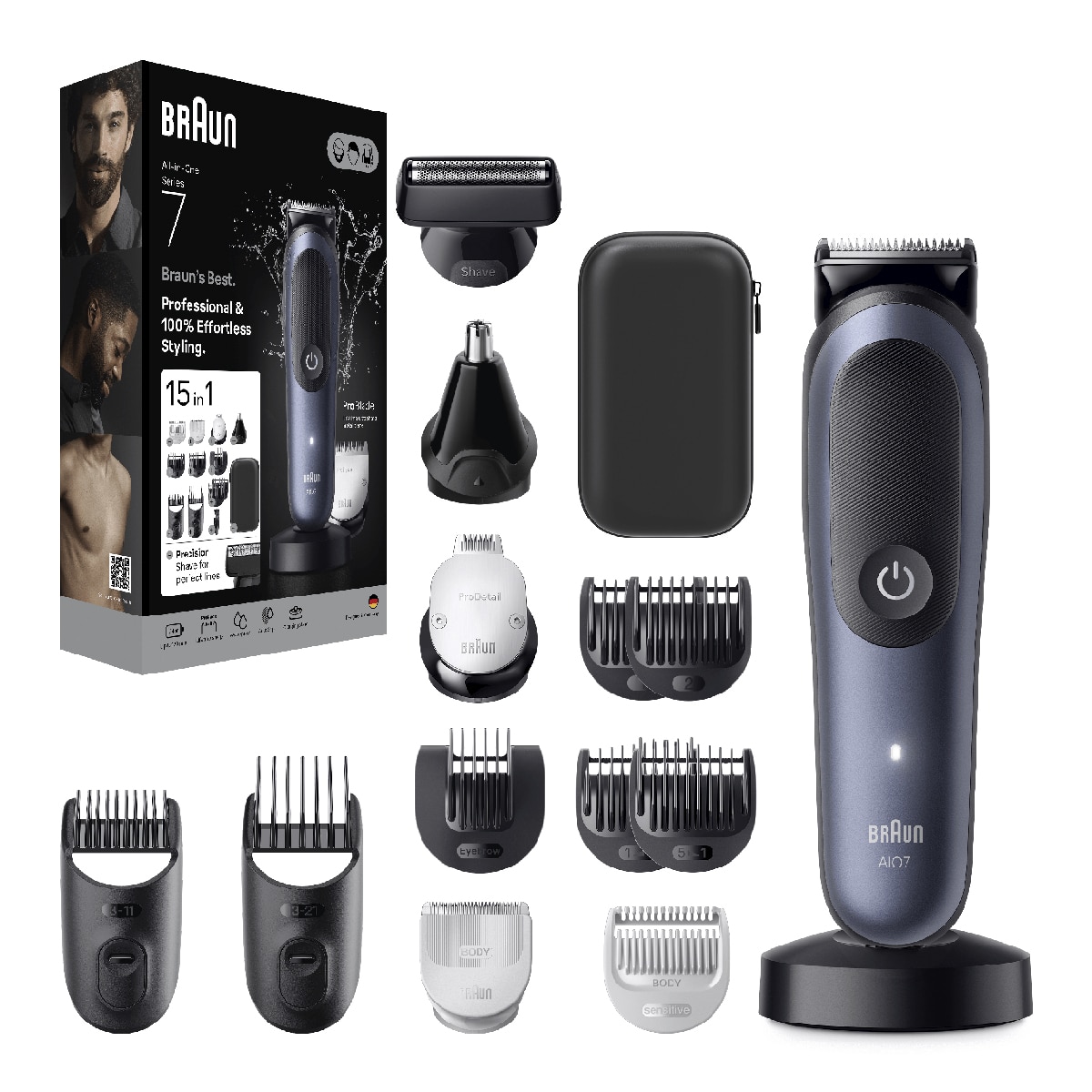 Recortadora corporal Braun Series 7 AIO7580, Todo en uno Azul-3