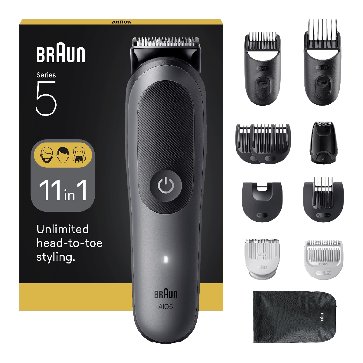 Recortadora Braun Todo En Uno Series 5, Kit 11en1, AIO5560 Gris-2