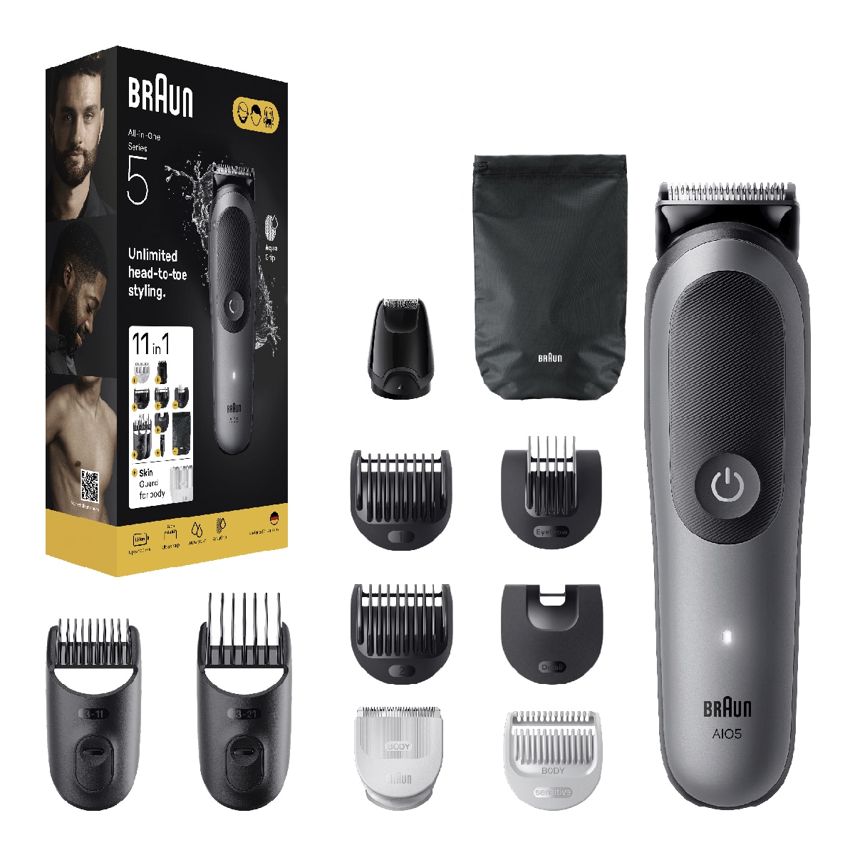 Recortadora Braun Todo En Uno Series 5, Kit 11en1, AIO5560 Gris-3