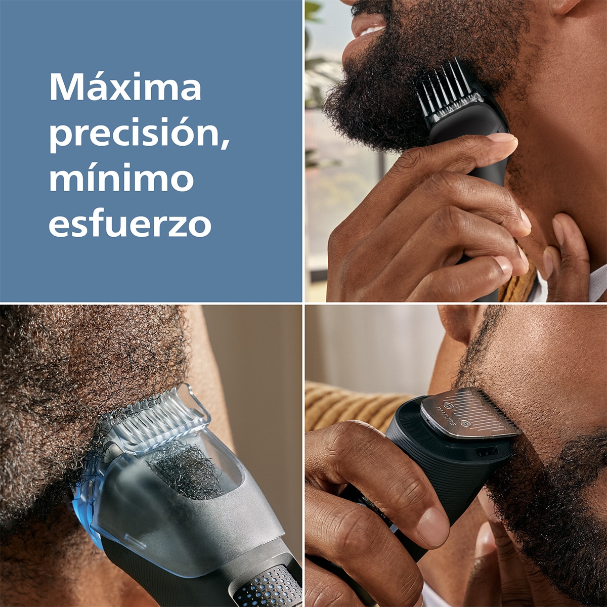 Barbero Philips Series 5000, recortadora de barba, 40 posiciones de longitud, 100 min autonomía Negro-2