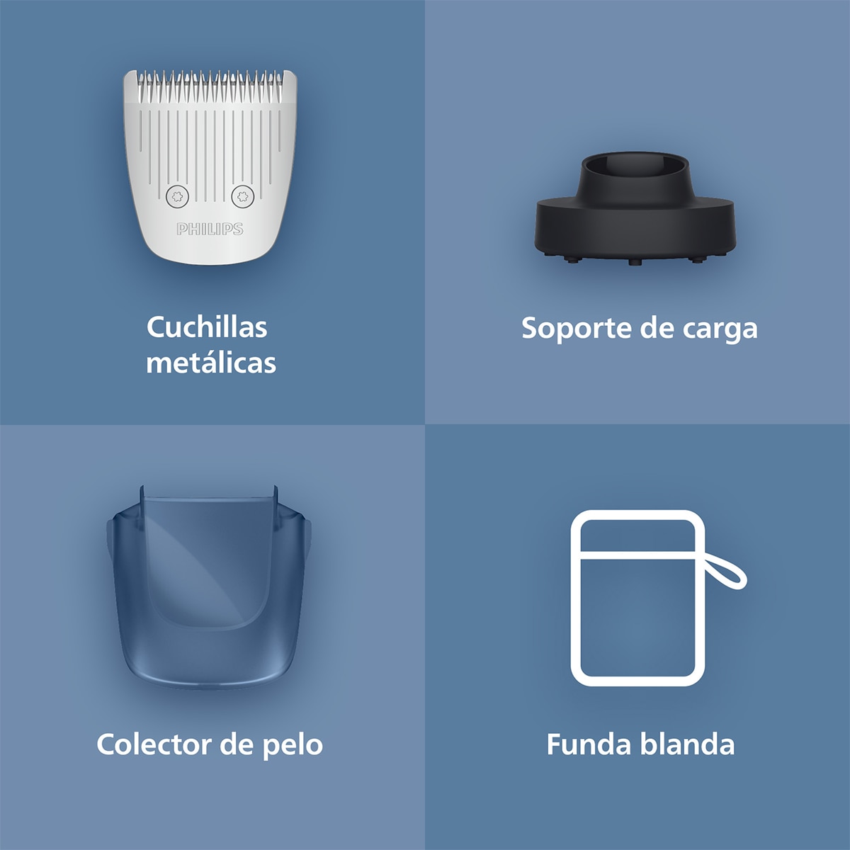 Barbero Philips Series 5000, recortadora de barba, 40 posiciones de longitud, 100 min autonomía Negro-4