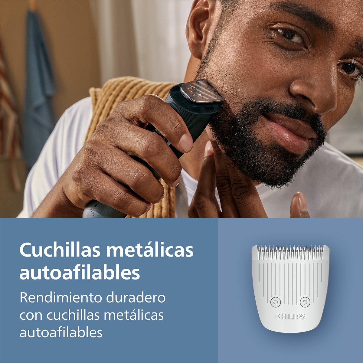 Barbero Philips Series 5000, recortadora de barba, 40 posiciones de longitud, 100 min autonomía Negro-6