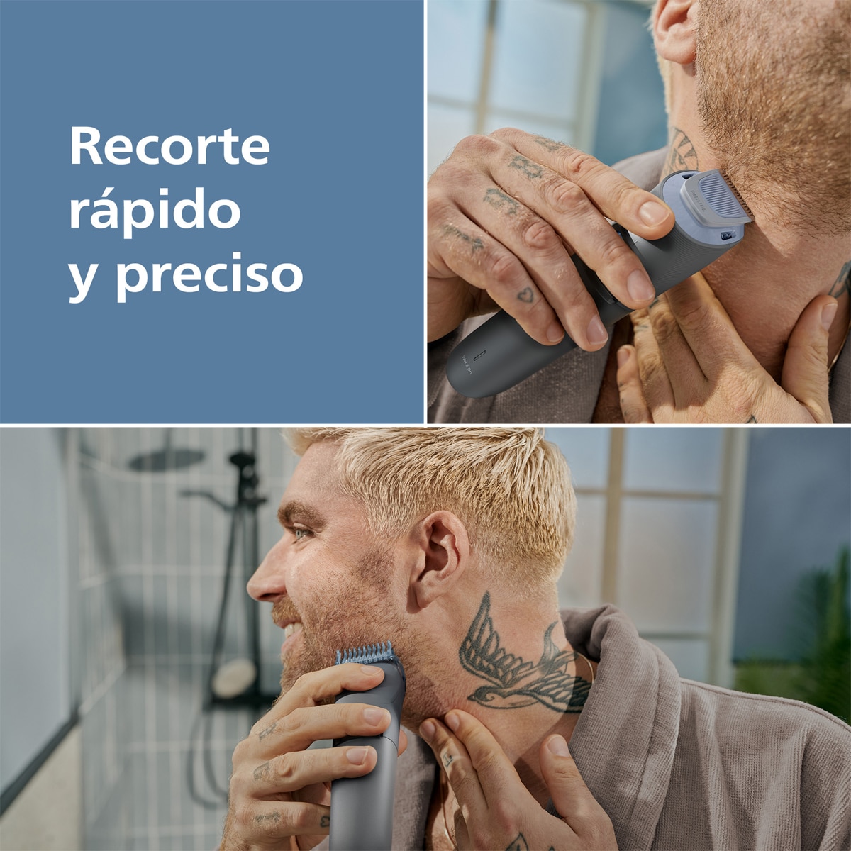 Barbero Philips Series 3000, recortadora de barba, 20 posiciones de longitud, 60 min autonomía Negro-5