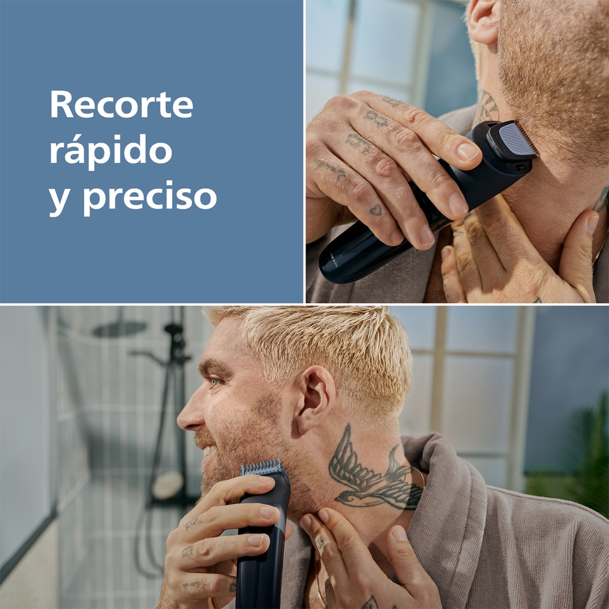 Barbero Philips Series 3000, recortadora de barba, 40 posiciones de longitud, 60 min autonomía Negro-2