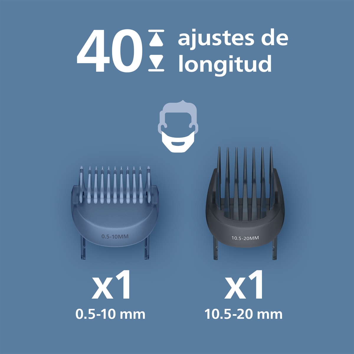 Barbero Philips Series 3000, recortadora de barba, 40 posiciones de longitud, 60 min autonomía Negro-3