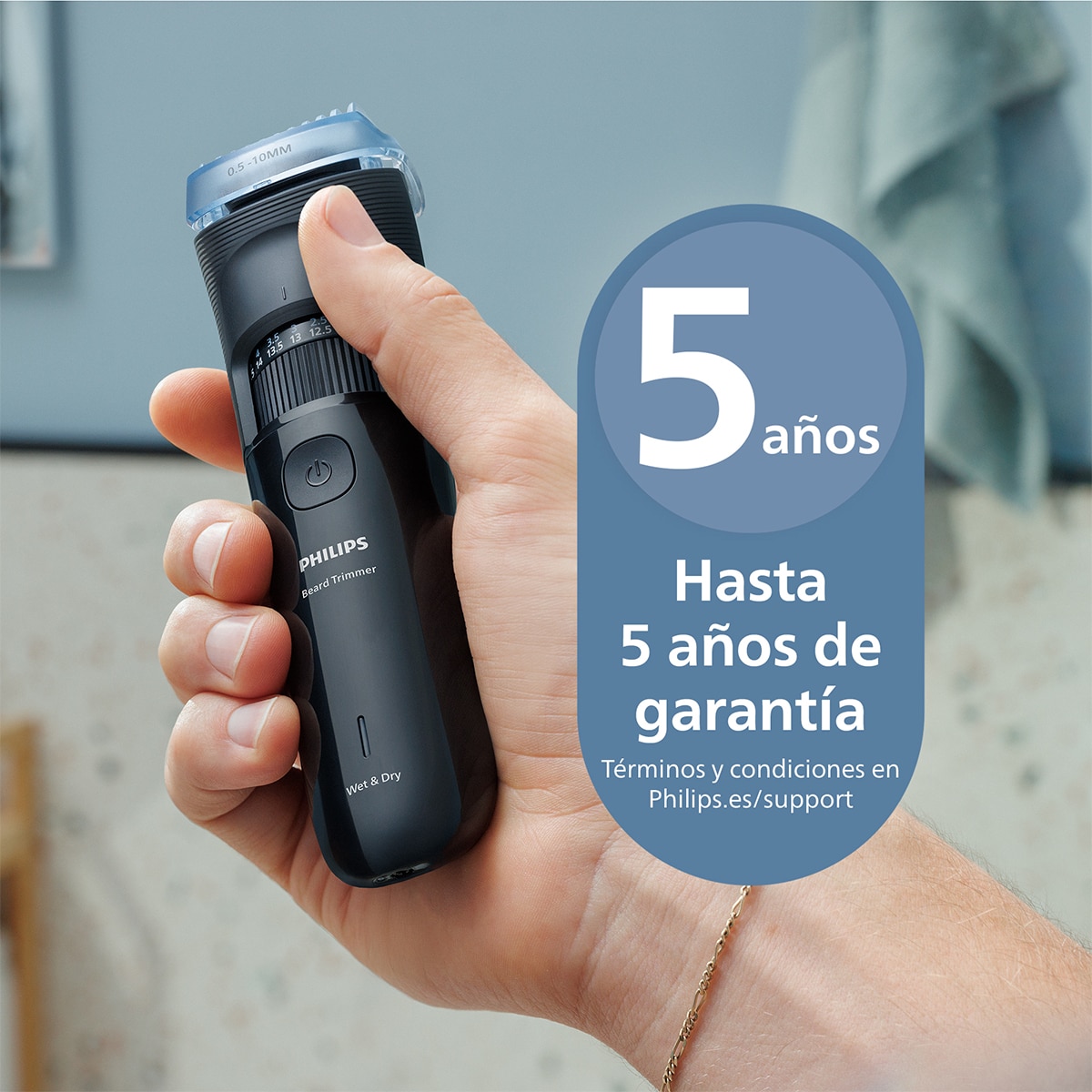 Barbero Philips Series 3000, recortadora de barba, 40 posiciones de longitud, 60 min autonomía Negro-9