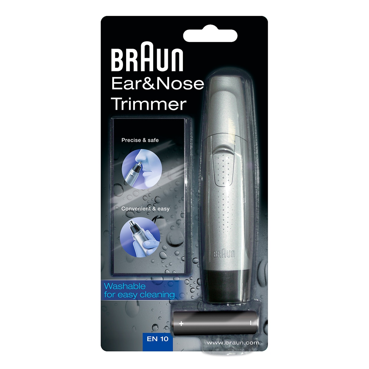 Braun EN10 - Cortapelos nariz y orejas, plata Plateado-6