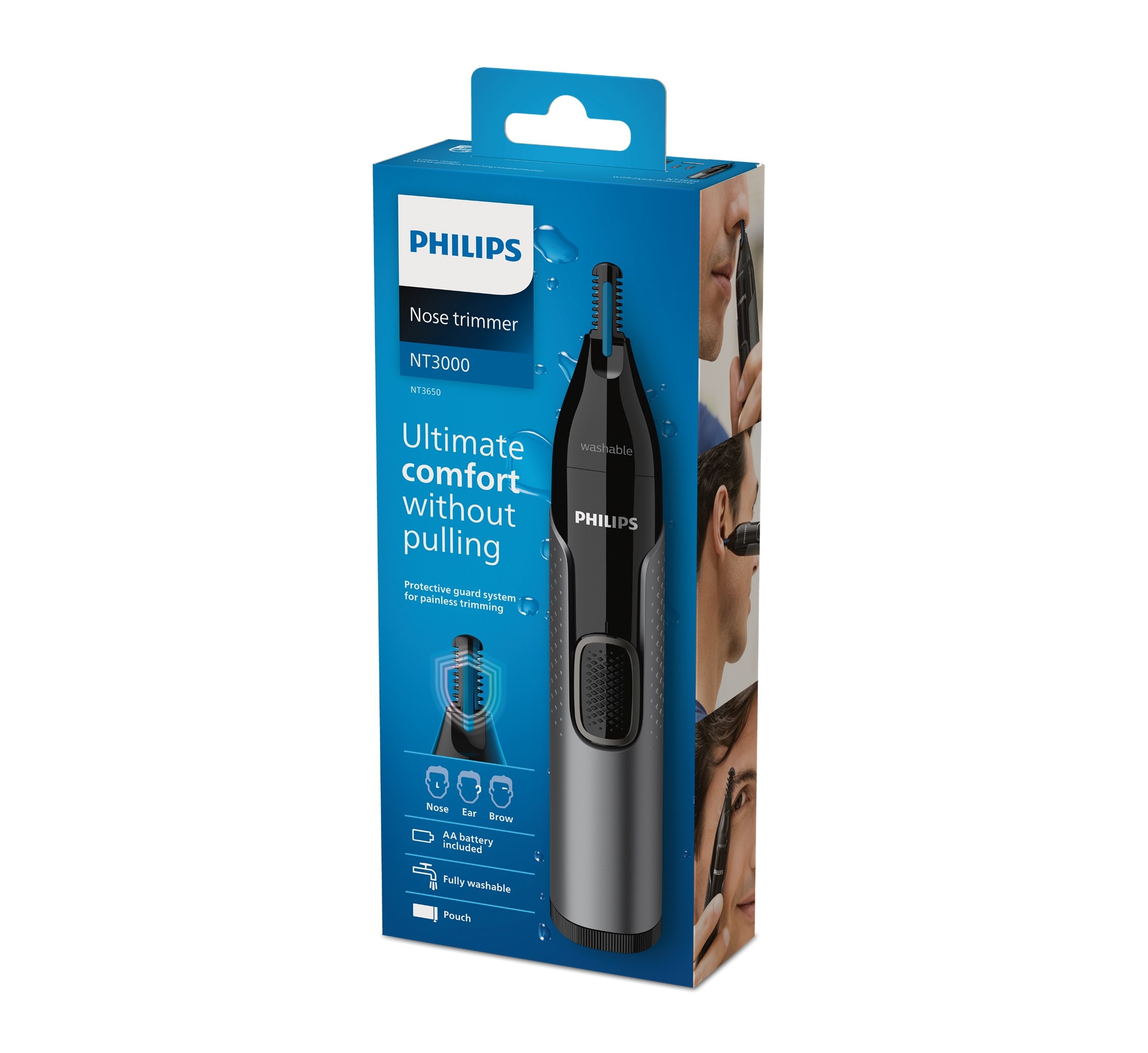 Cortapelos nariz, orejas y cejas Philips Serie 3000, lavable y con pilas Negro-7