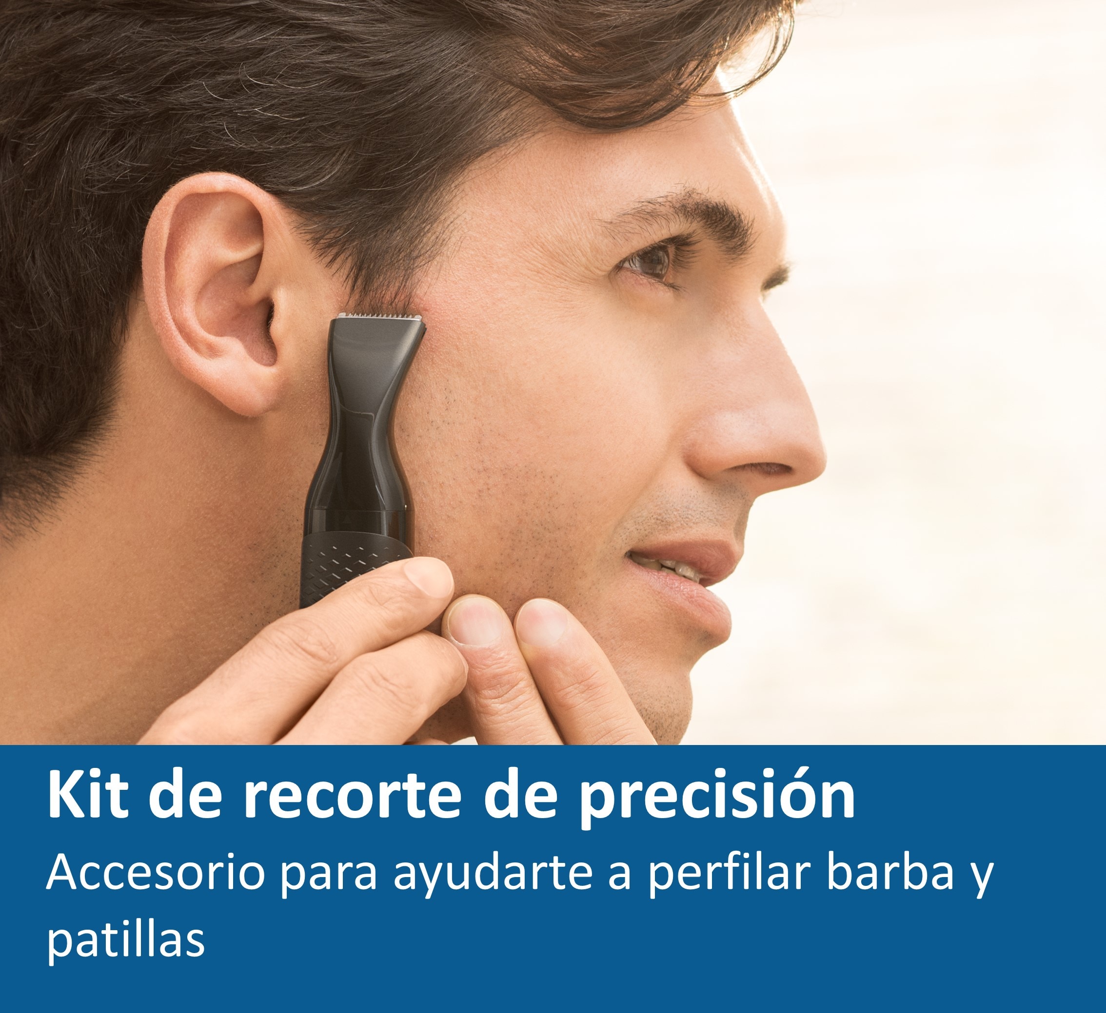 Cortapelos de nariz, orejas y cejas Philips Serie 5000, 3 peines guía y recortador facial Negro-4