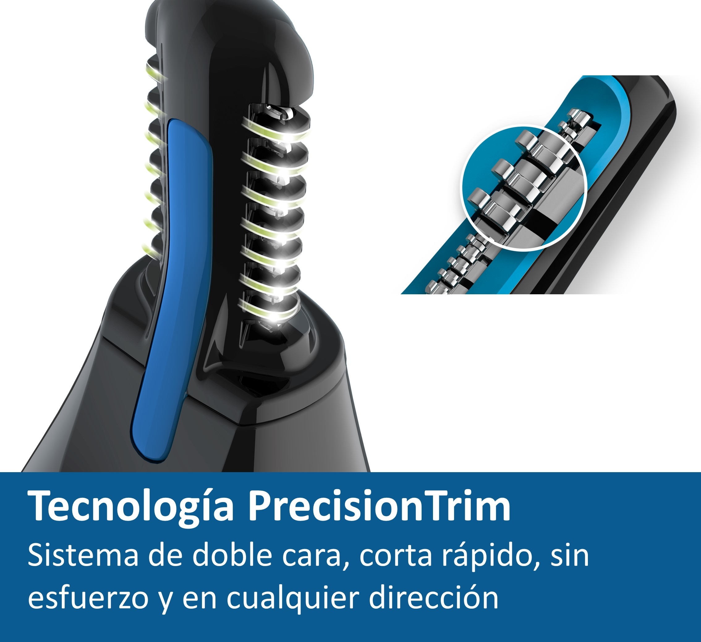 Cortapelos de nariz, orejas y cejas Philips Serie 5000, 3 peines guía y recortador facial Negro-7
