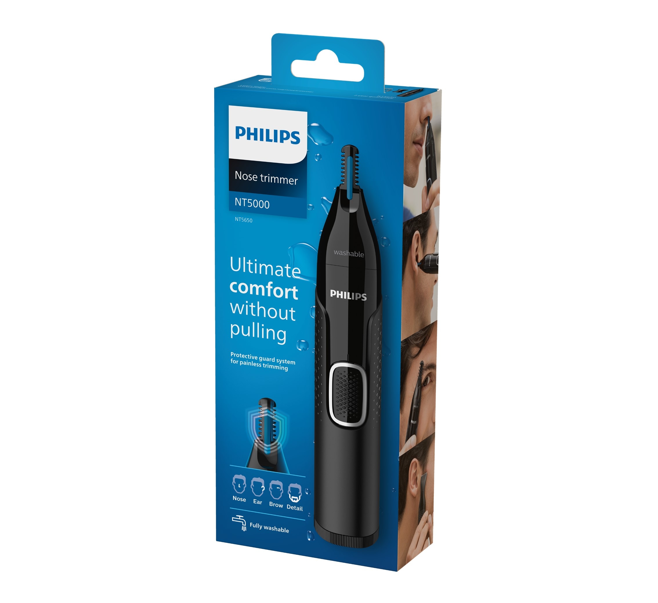 Cortapelos de nariz, orejas y cejas Philips Serie 5000, 3 peines guía y recortador facial Negro-9