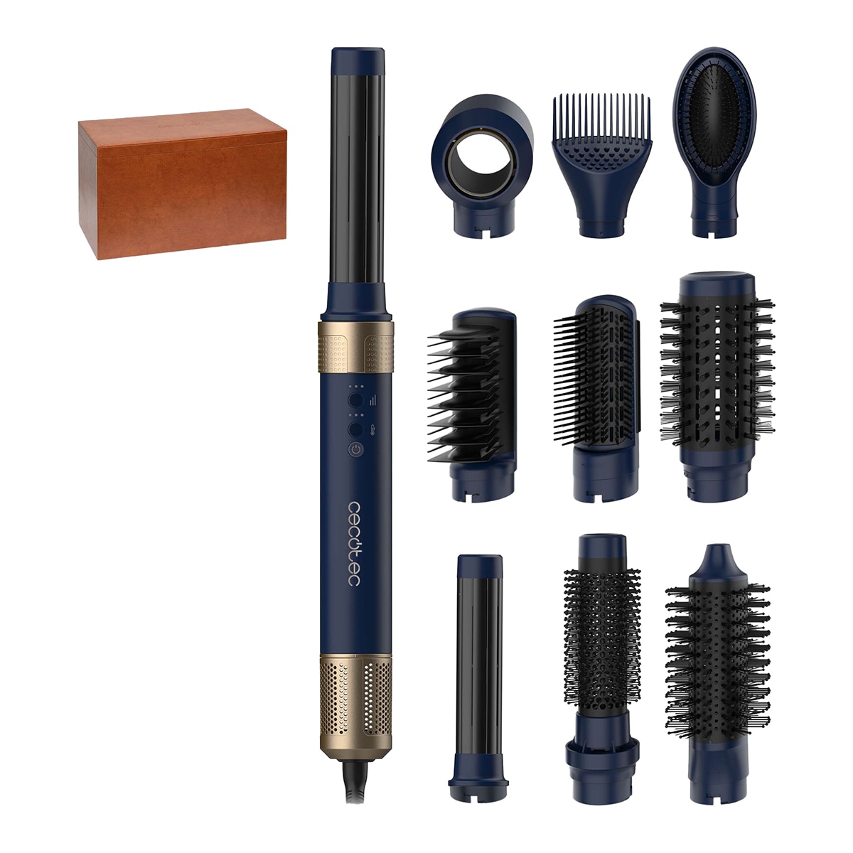 Moldeador de pelo Cecotec Bamba CeramicCare 10in1 AirGlam Blue multifunción 10 en 1 con tecnología Coanda Negro-1