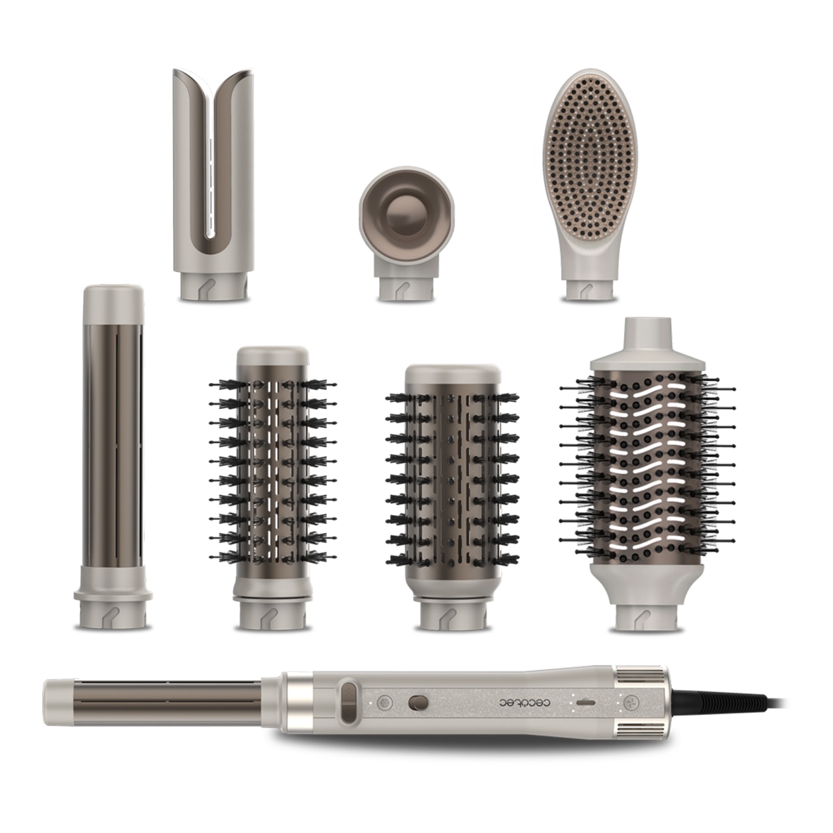 Cecotec – Moldeador Cecotec CeramicCare 18 en 1 AirGlam Gyro con motor brushless y función rotativa.