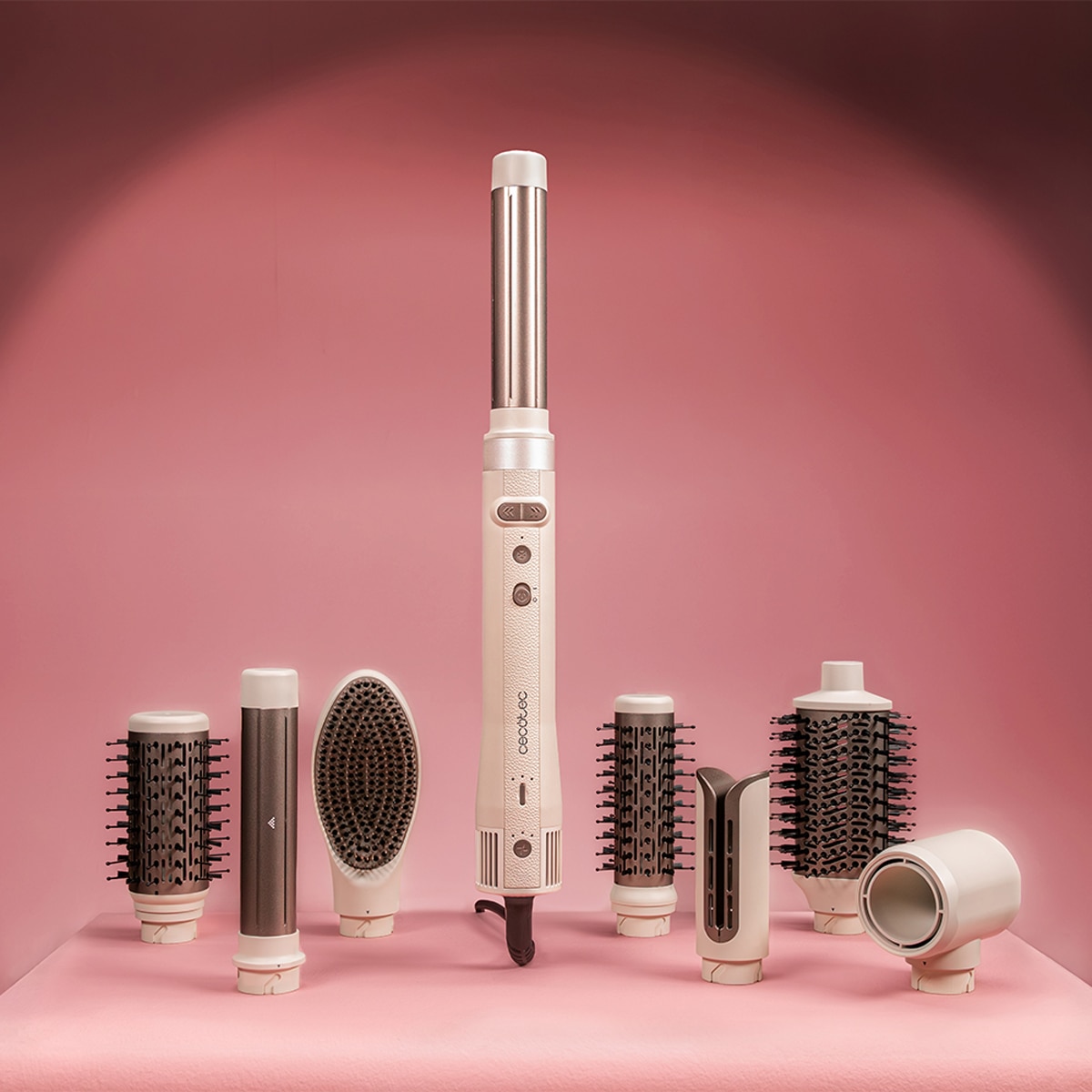 Moldeador Cecotec CeramicCare 8 en 1 AirGlam Gyro con motor brushless y función rotativa Champagne-2