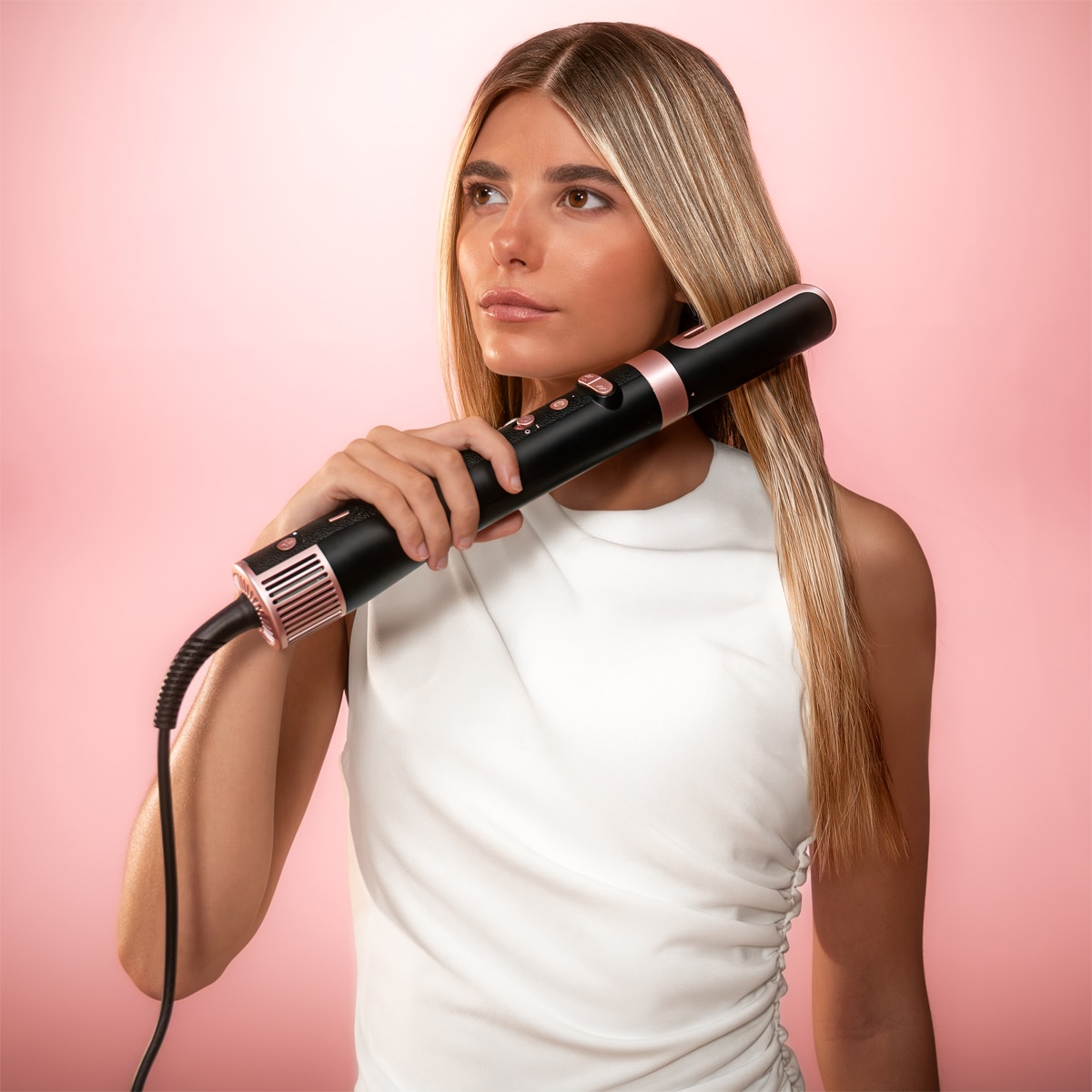 Moldeador Cecotec CeramicCare 8 en 1 AirGlam Gyro con motor brushless y función rotativa Champagne-5
