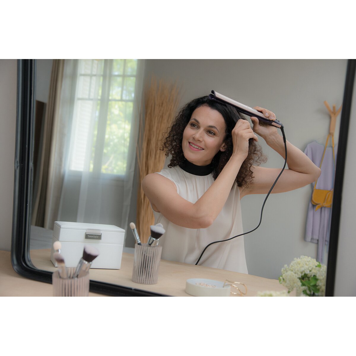 Plancha de pelo BaByliss Sensitive Pearl ST460E con revestimiento Deep Black Ceramic - Perla Perla-3