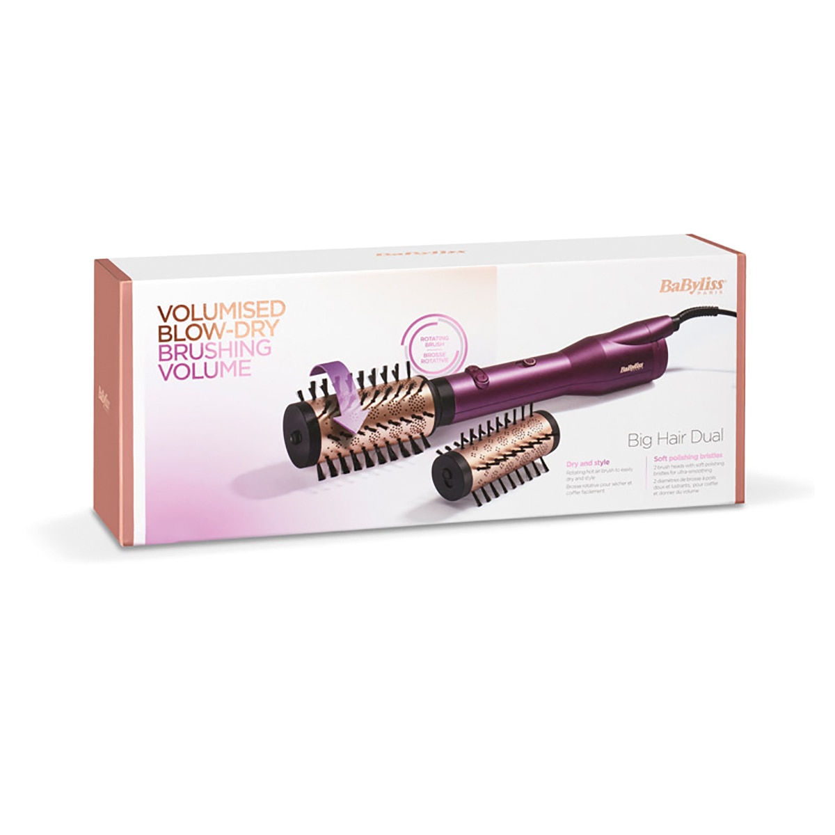 Escova de Cabelo de Ar Rotativo BaByliss AS950E Big Hair Dual 8