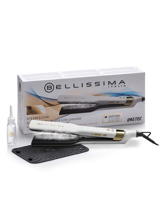 Plancha de pelo Bellissima Steam Elixir con Tecnología Stean Active Care Blanco / Dorado-11