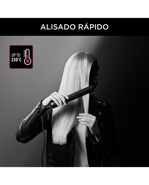 Plancha de pelo Rowenta Optiliss x Karl Lagerfeld con revestimiento Keratin & Glow Negro-5