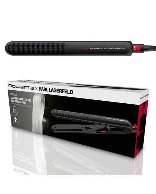 Plancha de pelo Rowenta Optiliss x Karl Lagerfeld con revestimiento Keratin & Glow Negro-9