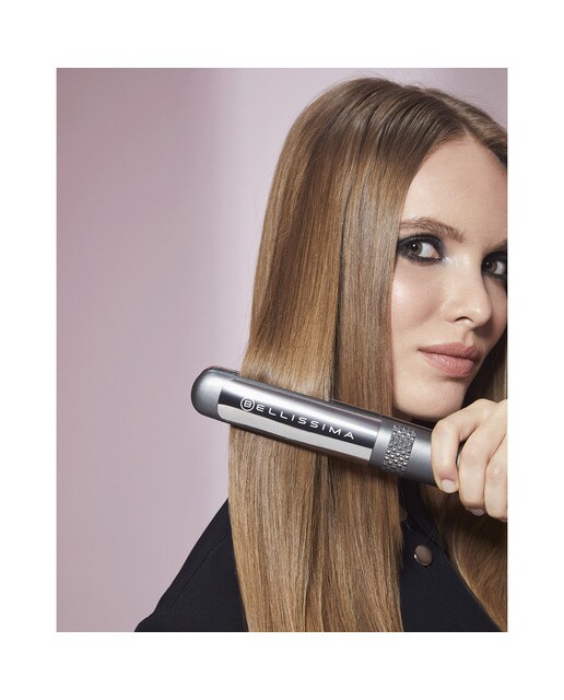 Plancha de pelo Bellissima Creativity multistyle con cerámica diamond y queratina Gris / Rosa-7